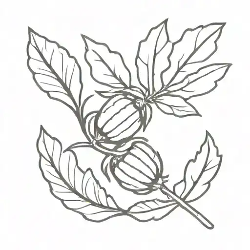 acorn branch zero tattoo design idea