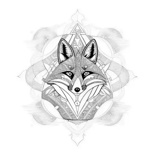 there but for thy grace go I. radiating star floral fox  tattoo design idea