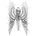 angel wings with feathers falling off and transforming into demonic wings tattoo design idea