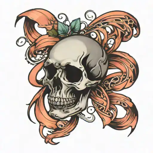 pearl inside Alzheimer’s ribbon hidden silhouette tattoo design idea