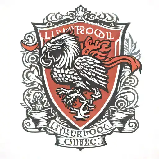 liverpool fc logo with the hawk tuah girls head  tattoo design idea