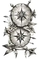 Arrow and compass design tattoo design idea