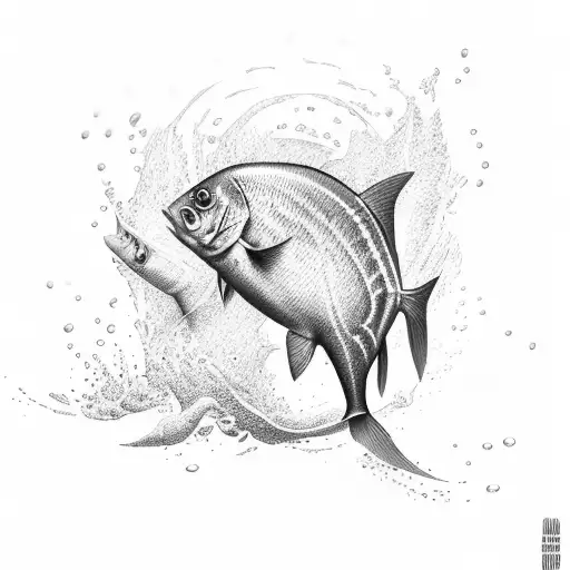 fisch jumping from splasching water tattoo design idea