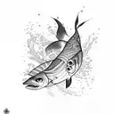 fisch jumping from water tattoo design idea