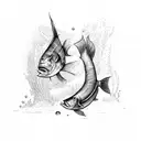 fisch jumping from water tattoo design idea