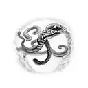 "snake skeleton" winding around mushrooms  tattoo design idea