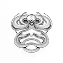 "snake skeleton" winding around mushrooms  tattoo design idea