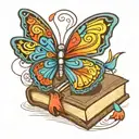 A 3D printer creating a colorful butterfly emerging from a book tattoo design idea