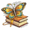 A 3D printer creating a colorful butterfly emerging from a book tattoo design idea