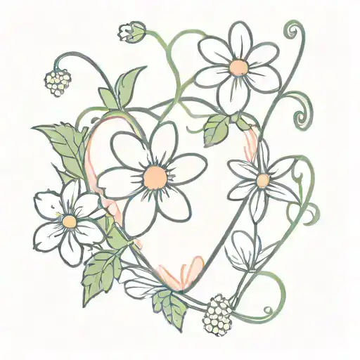 I need a heart with daisies and strawberry’s on a vine. I cant show you another picture and I want this heart to be like tattoo design idea