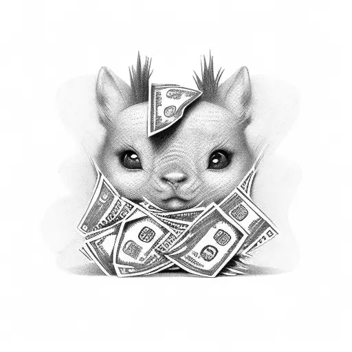 money face with cash bag tattoo design idea
