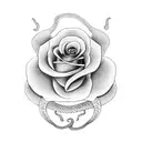 snake with rose tattoo design idea