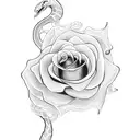 snake with rose tattoo design idea