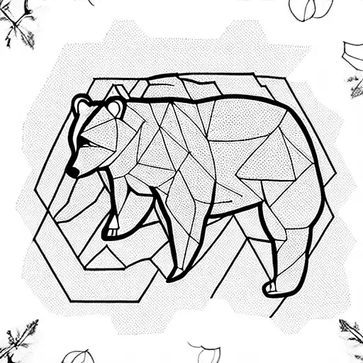 bear in the moutains tattoo design idea