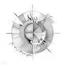 half sun half moon tattoo design idea