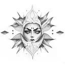 half sun half moon tattoo design idea