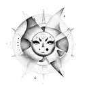 half sun half moon tattoo design idea