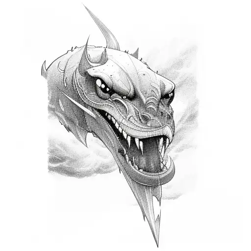 lightning clouds tattoo design idea