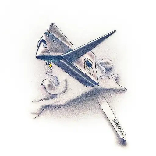 fatherhood symbolism, using a paper airplane colored in with crayons  tattoo design idea