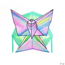 paper airplane colored in with crayon with various colors, represent parent hood tattoo design idea