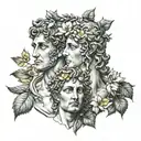 Apollo and Dionysus, one on each side tattoo design idea