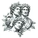 Apollo and Dionysus, one on each side tattoo design idea