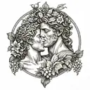 Apollo and Dionysus, one on each side tattoo design idea