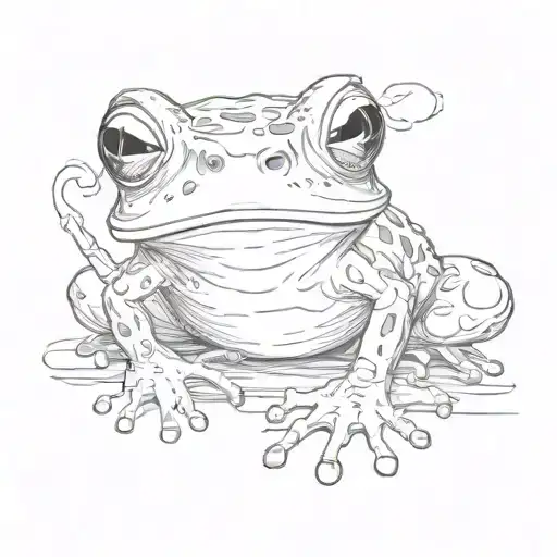 emo frog with cigarette tattoo design idea