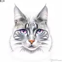 6 cats with japanese waves in background tattoo design idea