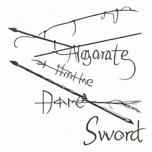 text is in several lines of caps"navigate through the darkness instead act like the darkness doesn't exist" with sword tattoo design idea
