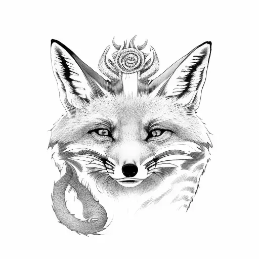 nine tail fox den tattoo design idea