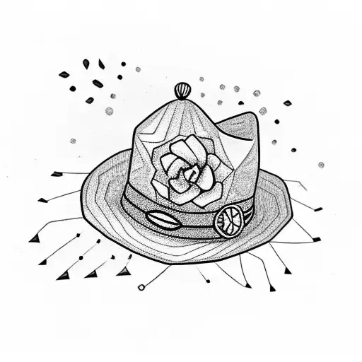 Draw a cactus holding an engagement ring and wearing a sombrero tattoo design idea