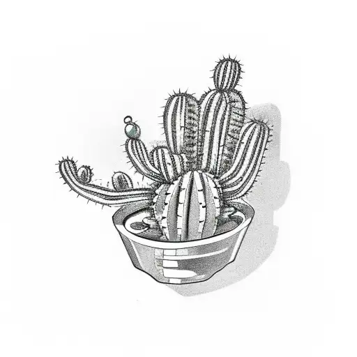 a cactus holding an engagement ring and wearing a sombrero tattoo design idea