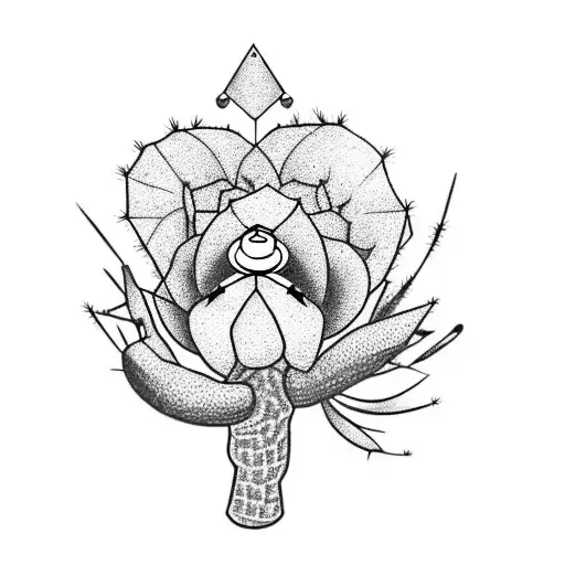 a cactus holding an engagement ring and wearing a sombrero tattoo design idea