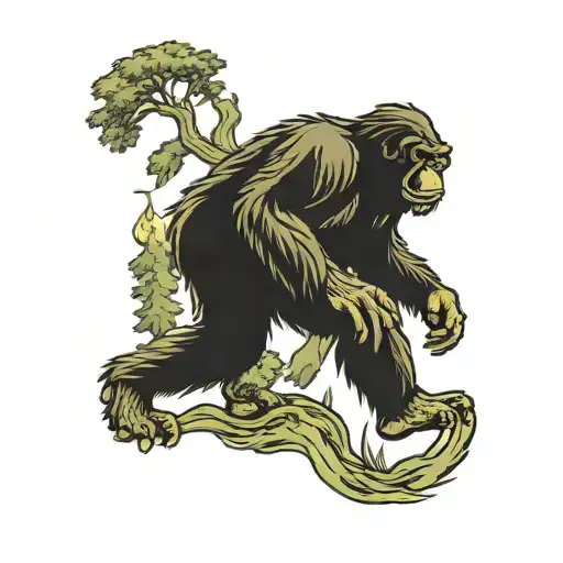 Bigfoot hunting  tattoo design idea