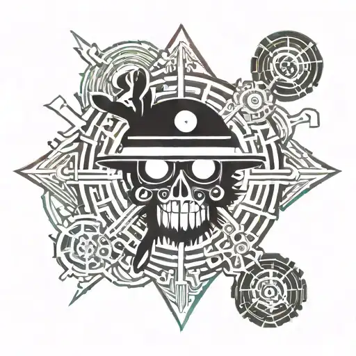 Monkey D Luffy and Satanic Sign Collaboration  tattoo design idea