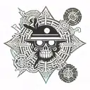 Monkey D Luffy and Satanic Sign Collaboration  tattoo design idea