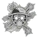 Monkey D Luffy and Satanic Sign Collaboration  tattoo design idea