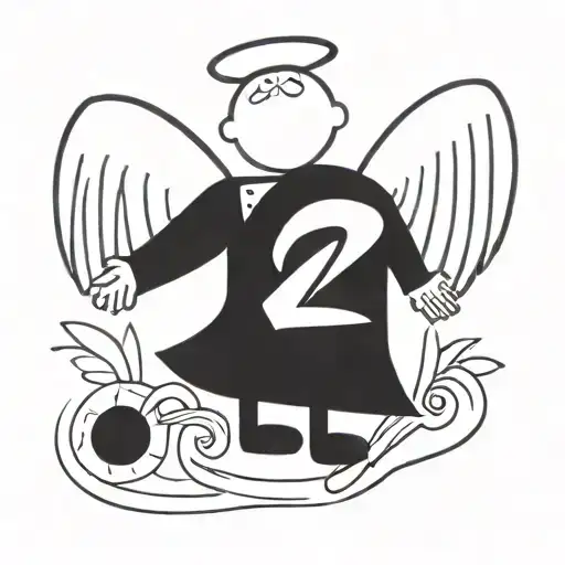 the number 222 with angel wings spread above the number  tattoo design idea