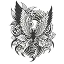 222 with angel wings spread  tattoo design idea