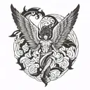 222 with angel wings spread  tattoo design idea