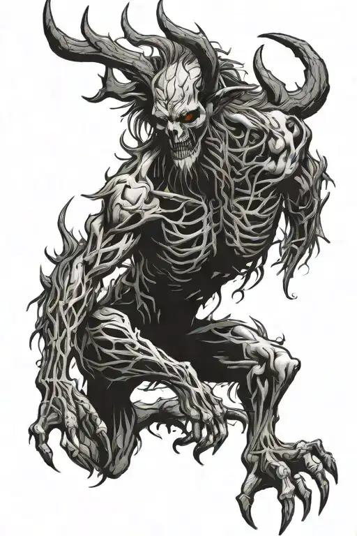 full body wendigo tattoo design idea