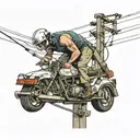 BMW car death lineman working on power lines tattoo design idea