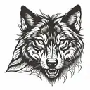 wolf face, Native American, teeth barred tattoo design idea