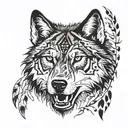 wolf face, Native American, teeth barred tattoo design idea