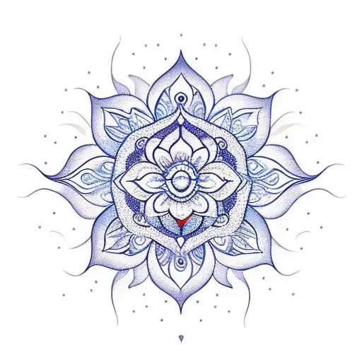 lotus flower mandala and sun tattoo design idea