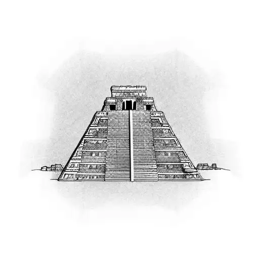 pyramid of chichen itza in equinox tattoo design idea