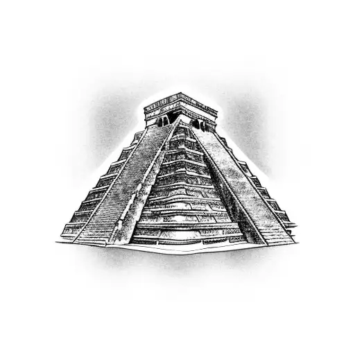 pyramid of chichen itza in equinox tattoo design idea