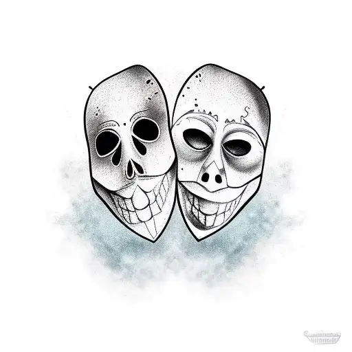 two masks tragedy and comedy tattoo design idea