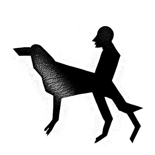 man with a knife shadow dog tattoo design idea